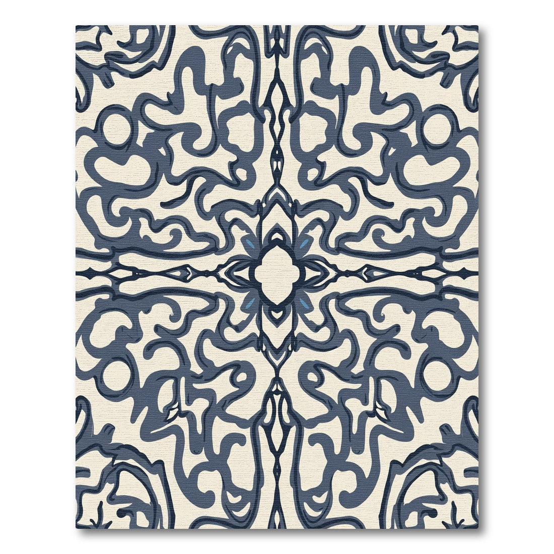 Navy Ivory Ornate Scroll Rug
