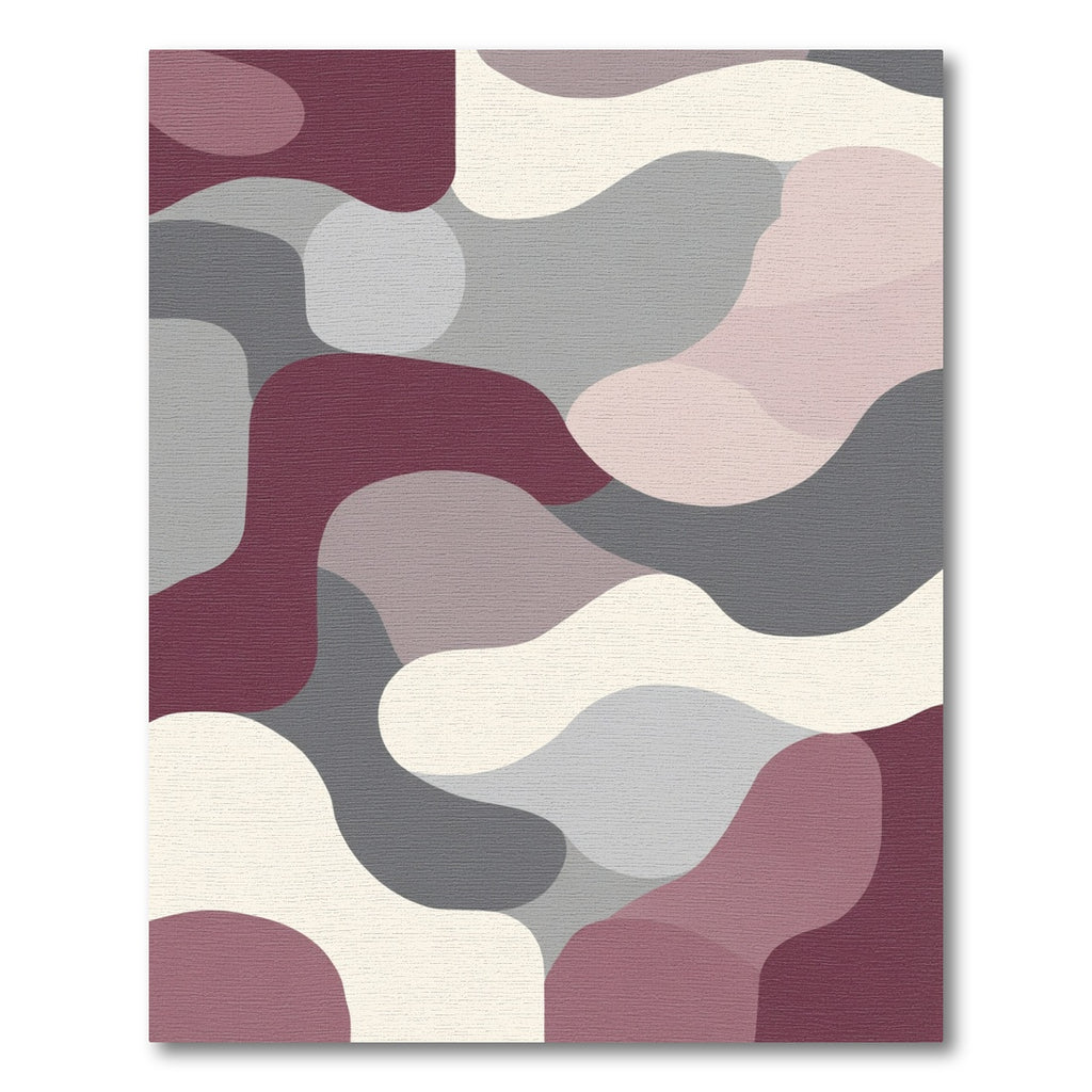 Modern Abstract Burgundy Gray Organic Forms Rug