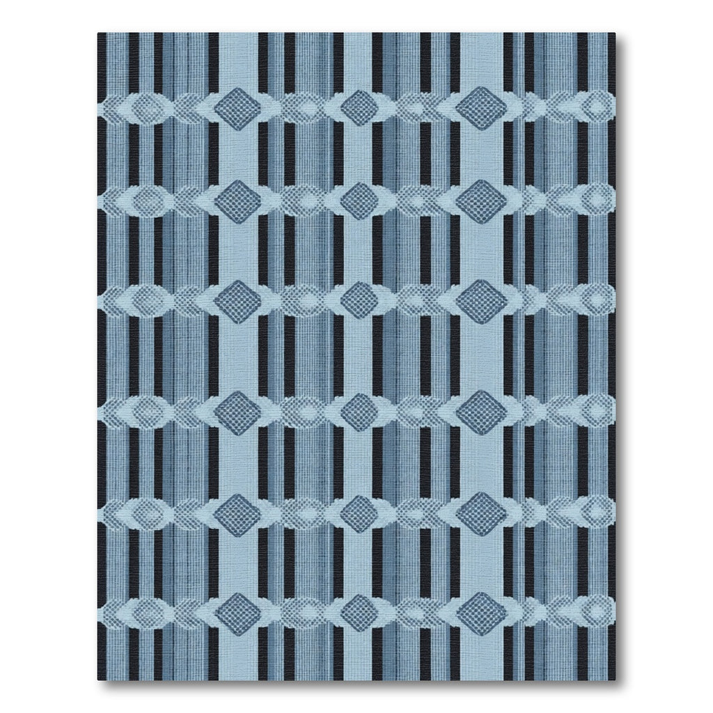 Dark Blue Striped Diamond Fabric Rug