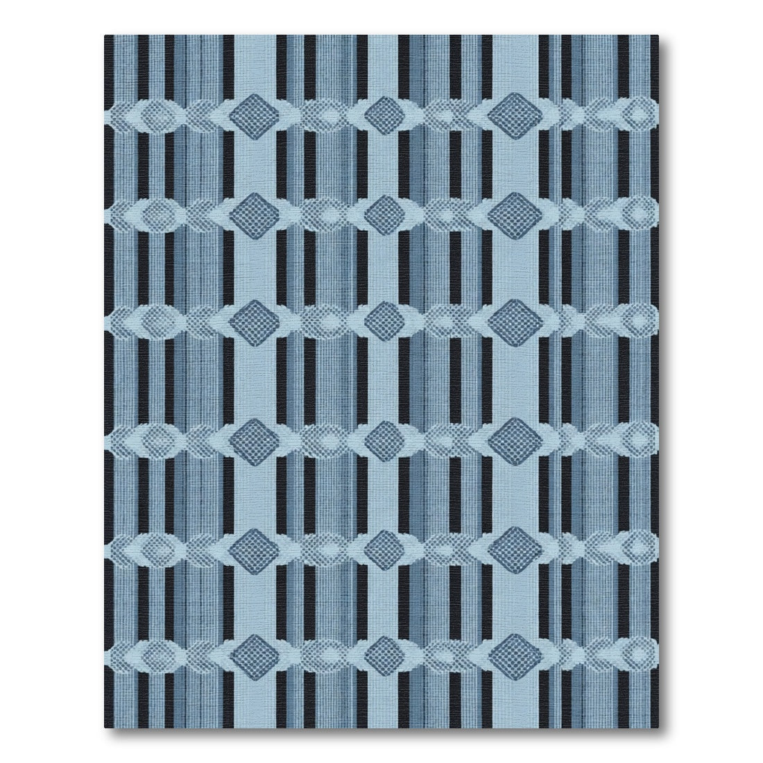 Dark Blue Striped Diamond Fabric Rug