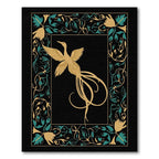 Golden Bird Teal Floral Border Rug