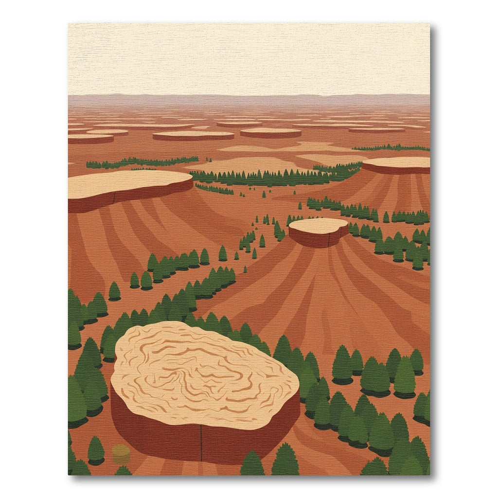 Canyon Landscape Geometric Terra Cotta Trees Rug
