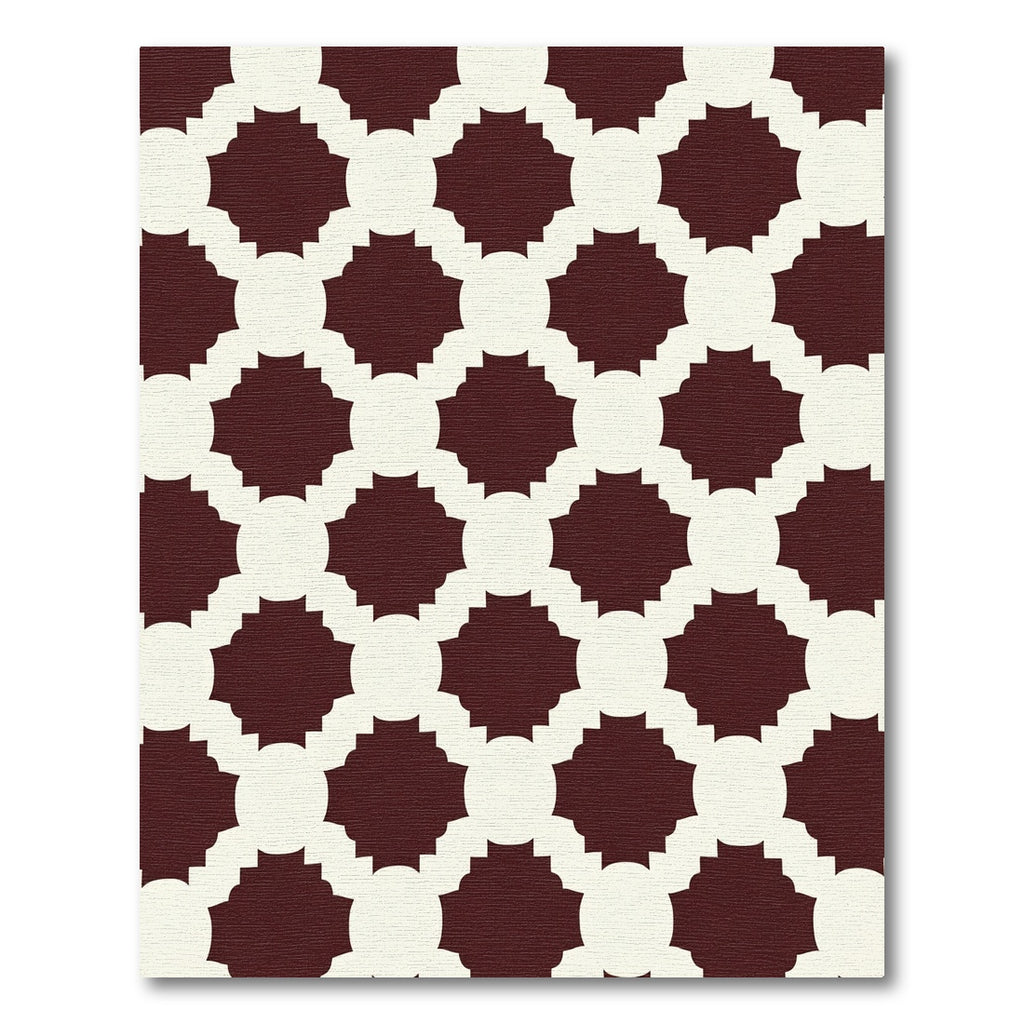 Crimson Off White Geometric Lattice Rug