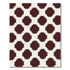 Crimson Off White Geometric Lattice Rug