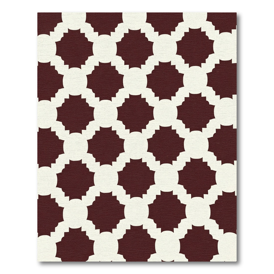 Crimson Off White Geometric Lattice Rug