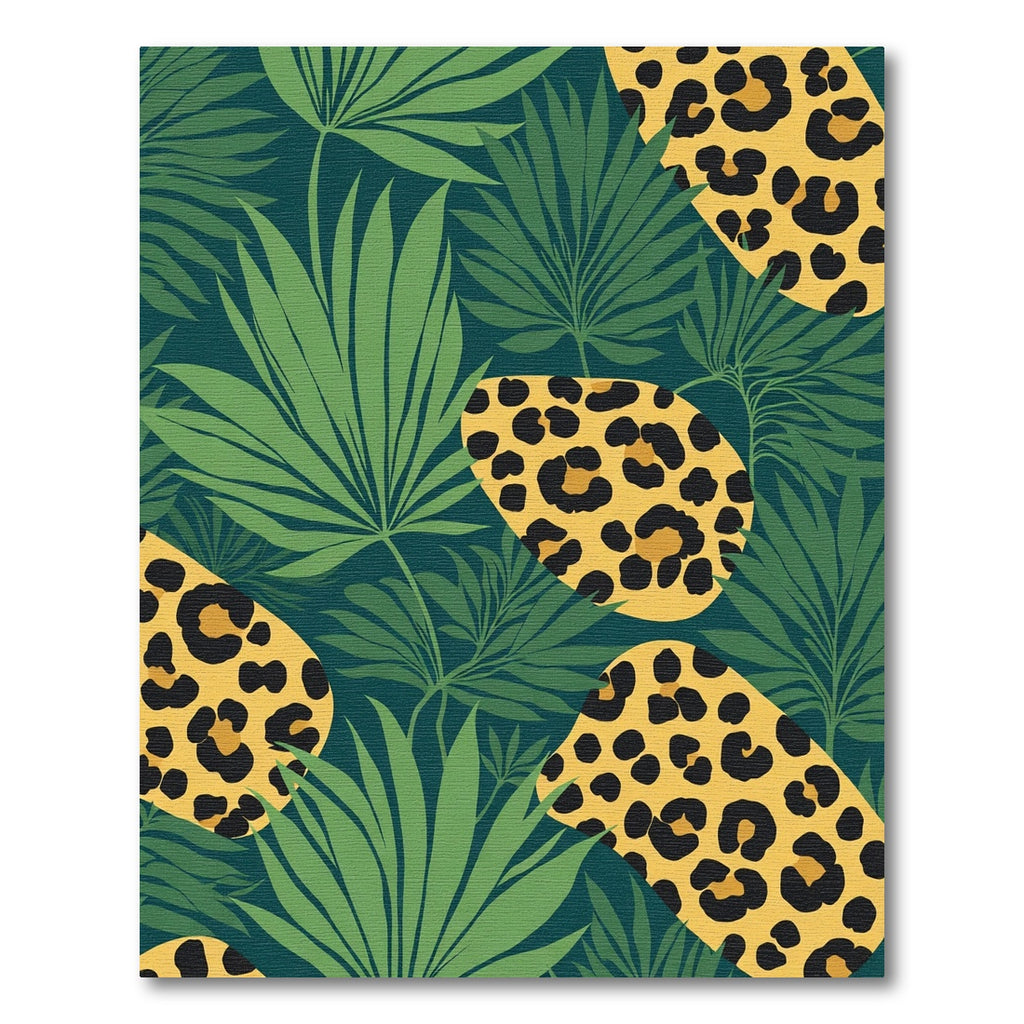 Exotic Green Tropical Leopard Shapes Rug