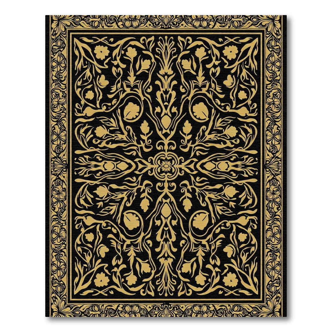 Golden Floral Scrollwork Ornament Rug