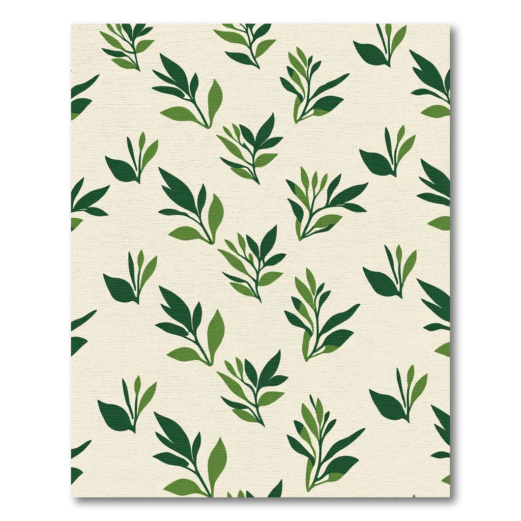 Green Leafy Branches on Cream Field Rug