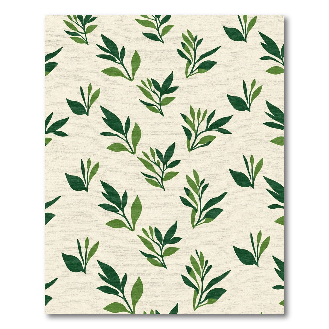 Green Leafy Branches on Cream Field Rug