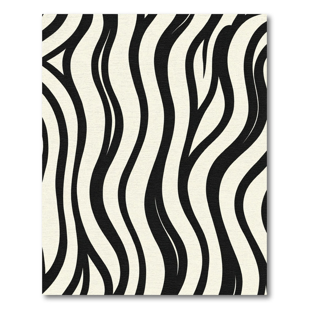 Modern Black Cream Wavy Stripes Rug