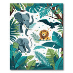 Jungle Animals And Tropical Leaves Rug