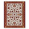 Rich Crimson Floral Scrollwork Accent Rug