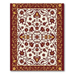 Rich Crimson Floral Scrollwork Accent Rug