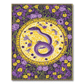 Purple Snake Yellow Floral Sunburst Rug