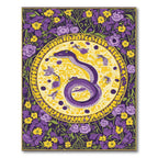 Purple Snake Yellow Floral Sunburst Rug