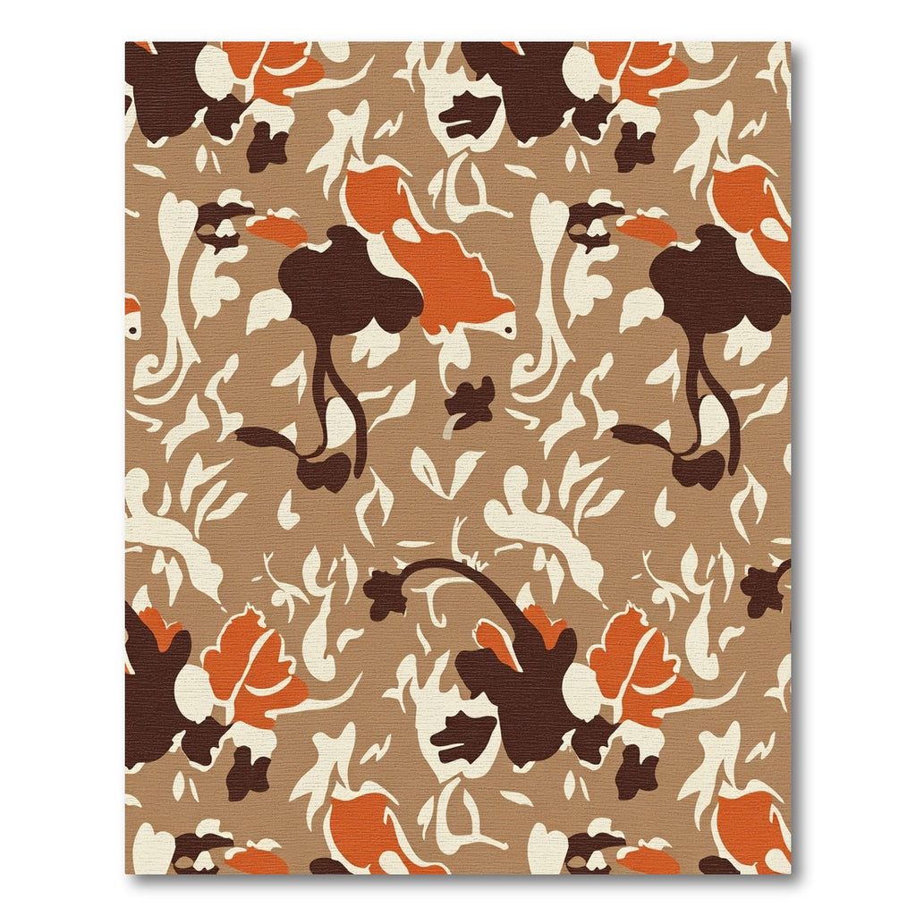 Rust Abstract Floral Bloom Rug