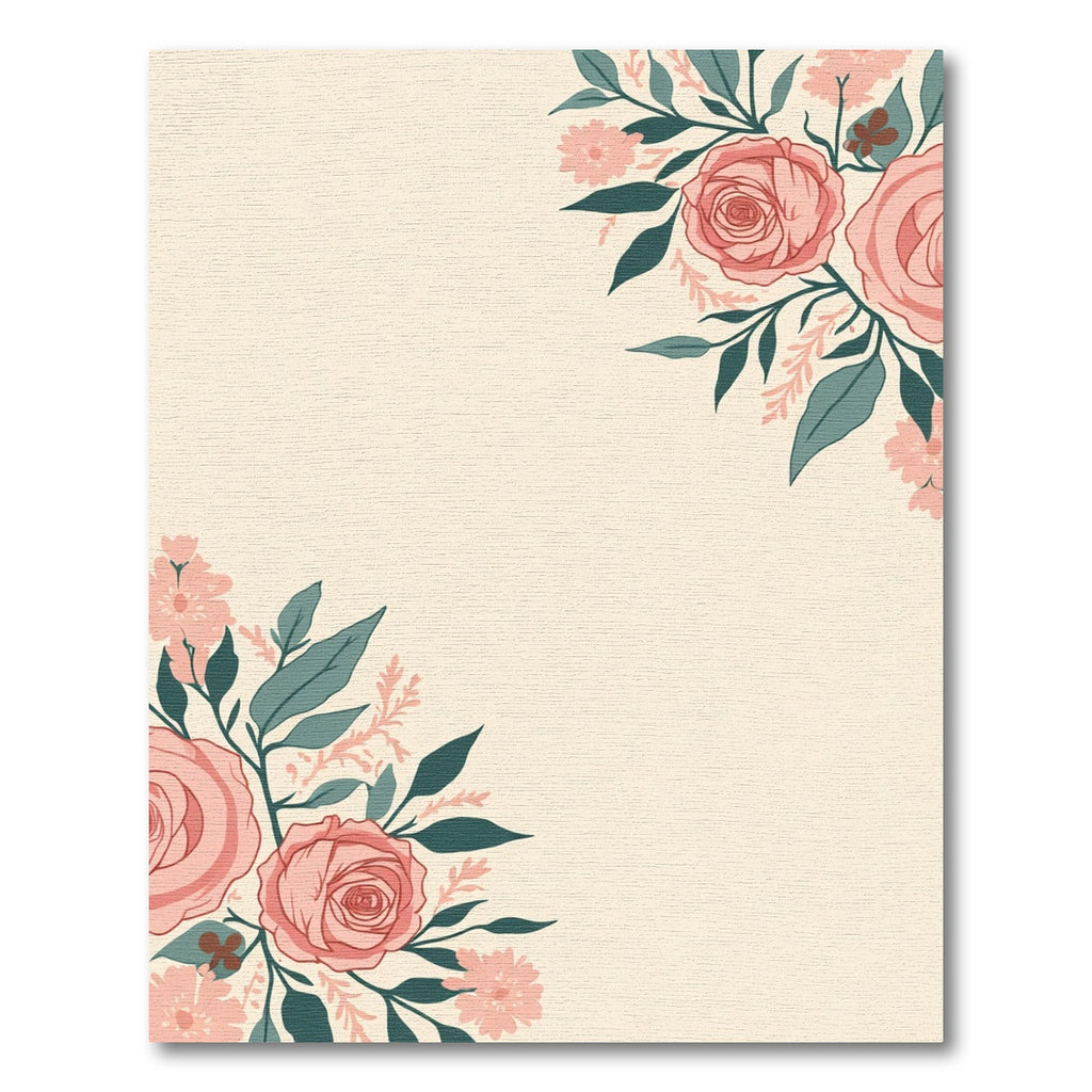 Pink Rose Leaf Garland Arrangement Rug