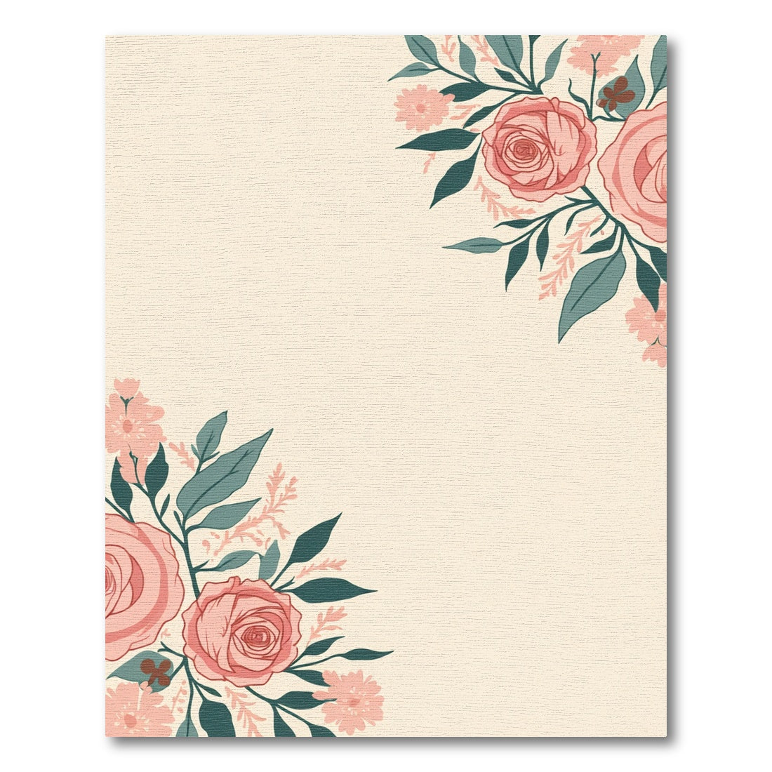 Pink Rose Leaf Garland Arrangement Rug