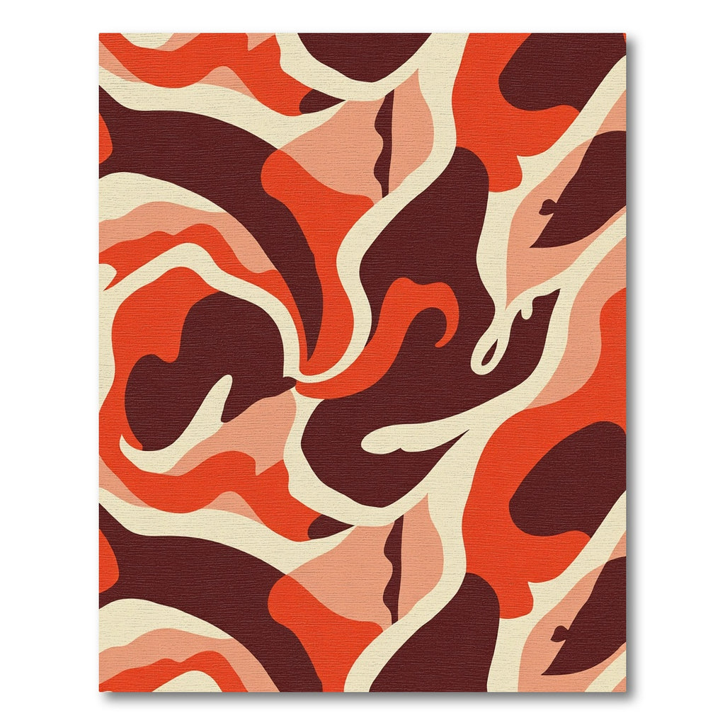 Abstract Orange Red Swirls Rug