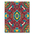 Rich Crimson Teal Floral Medallion Rug