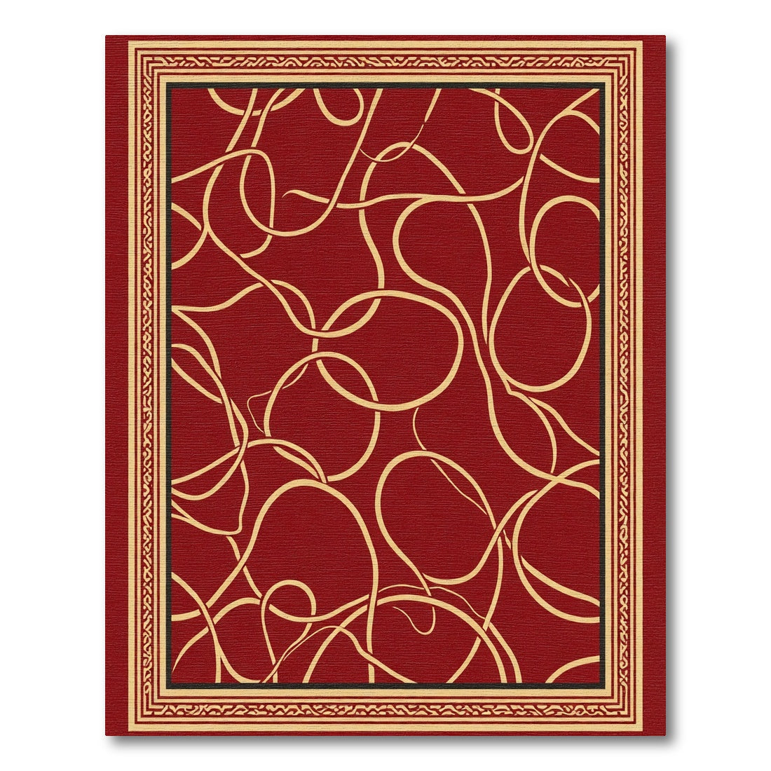 Crimson Gold Intertwined Border Rug