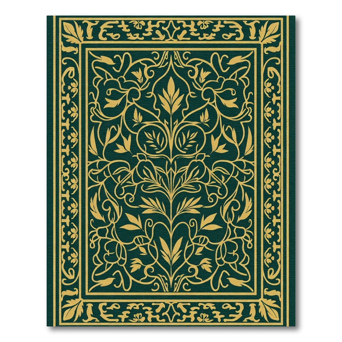 Regal Emerald Gilded Floral Scroll Rug