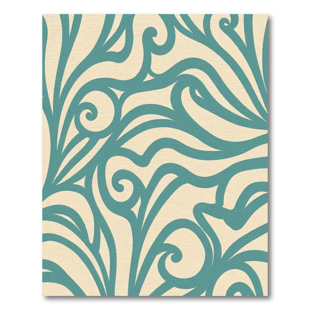 Cream Teal Abstract Swirl Rug