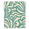 Cream Teal Abstract Swirl Rug