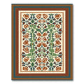 Terracotta Green Floral Symmetry Rug
