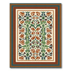 Terracotta Green Floral Symmetry Rug