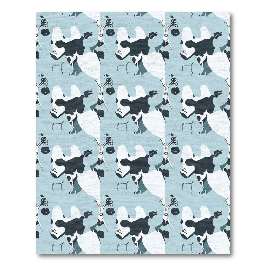 Light Blue Abstract Animal Faces Rug