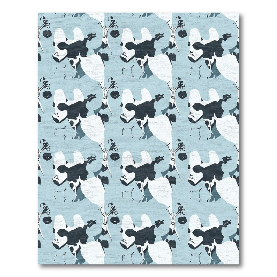 Light Blue Abstract Animal Faces Rug