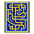 Bold Yellow Blue Geometric Maze Rug