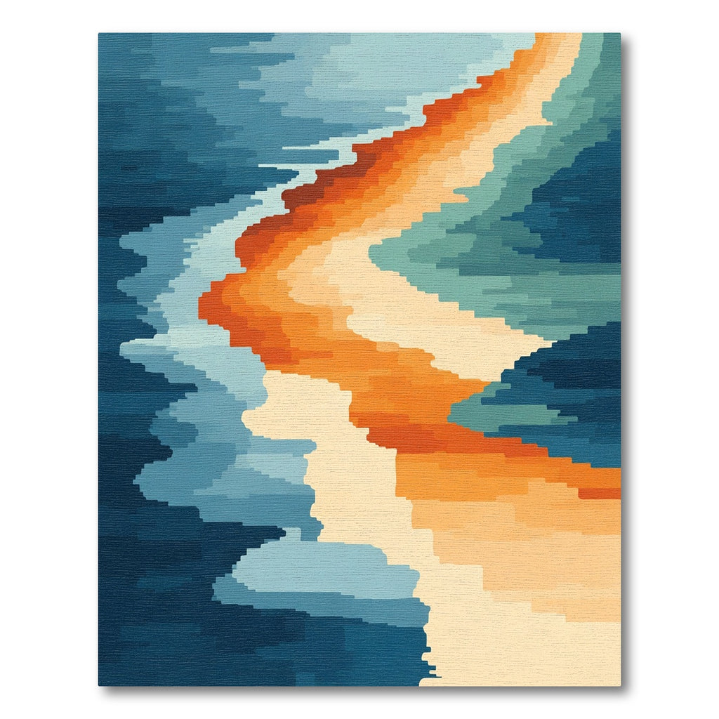 Abstract Gradient Wavy Band Rug