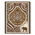 Brown Ivory Golden Elephant Medallion Rug