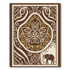 Brown Ivory Golden Elephant Medallion Rug
