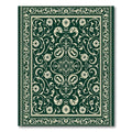Emerald Ivory Floral Scroll Border Rug