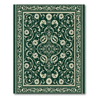 Emerald Ivory Floral Scroll Border Rug