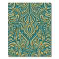 Teal Gold Classic Floral Swirl Rug