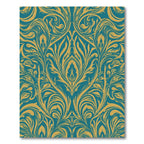 Teal Gold Classic Floral Swirl Rug
