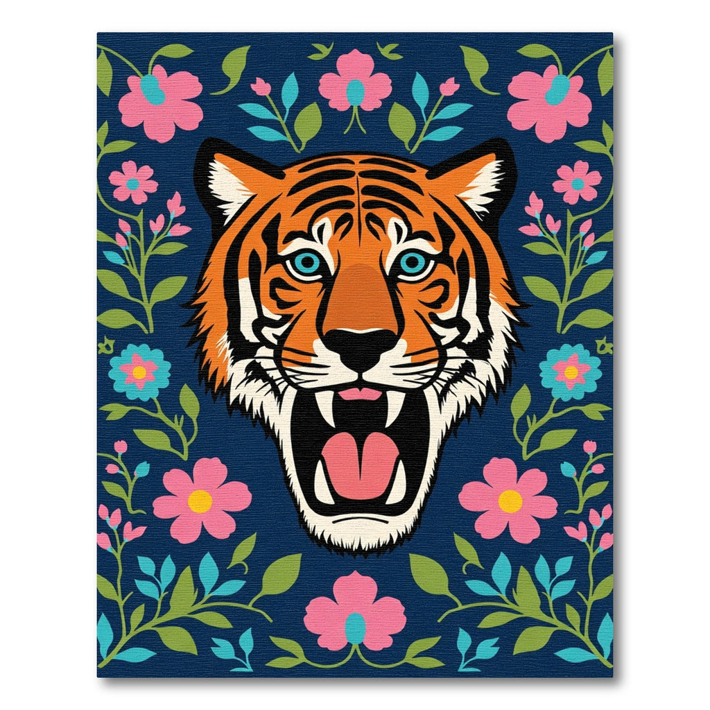 Bold Tiger Floral Navy Rug