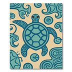 Coastal Turquoise Turtle Tribal Waves Rug