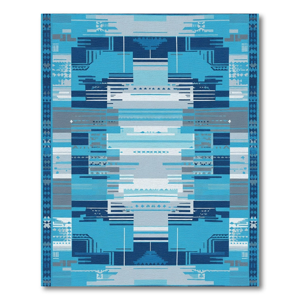 Abstract Geometric Blue Composition Rug