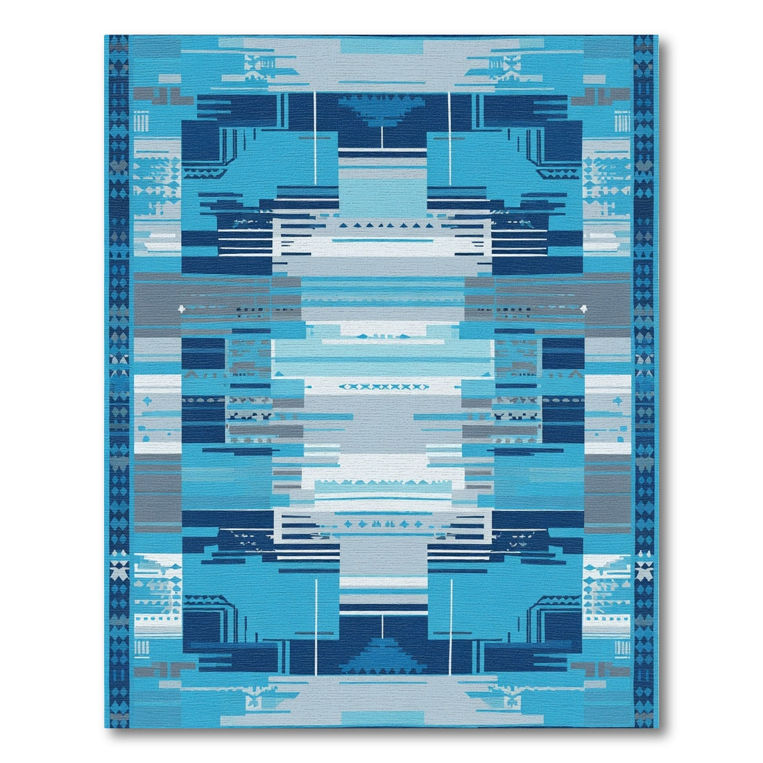 Abstract Geometric Blue Composition Rug