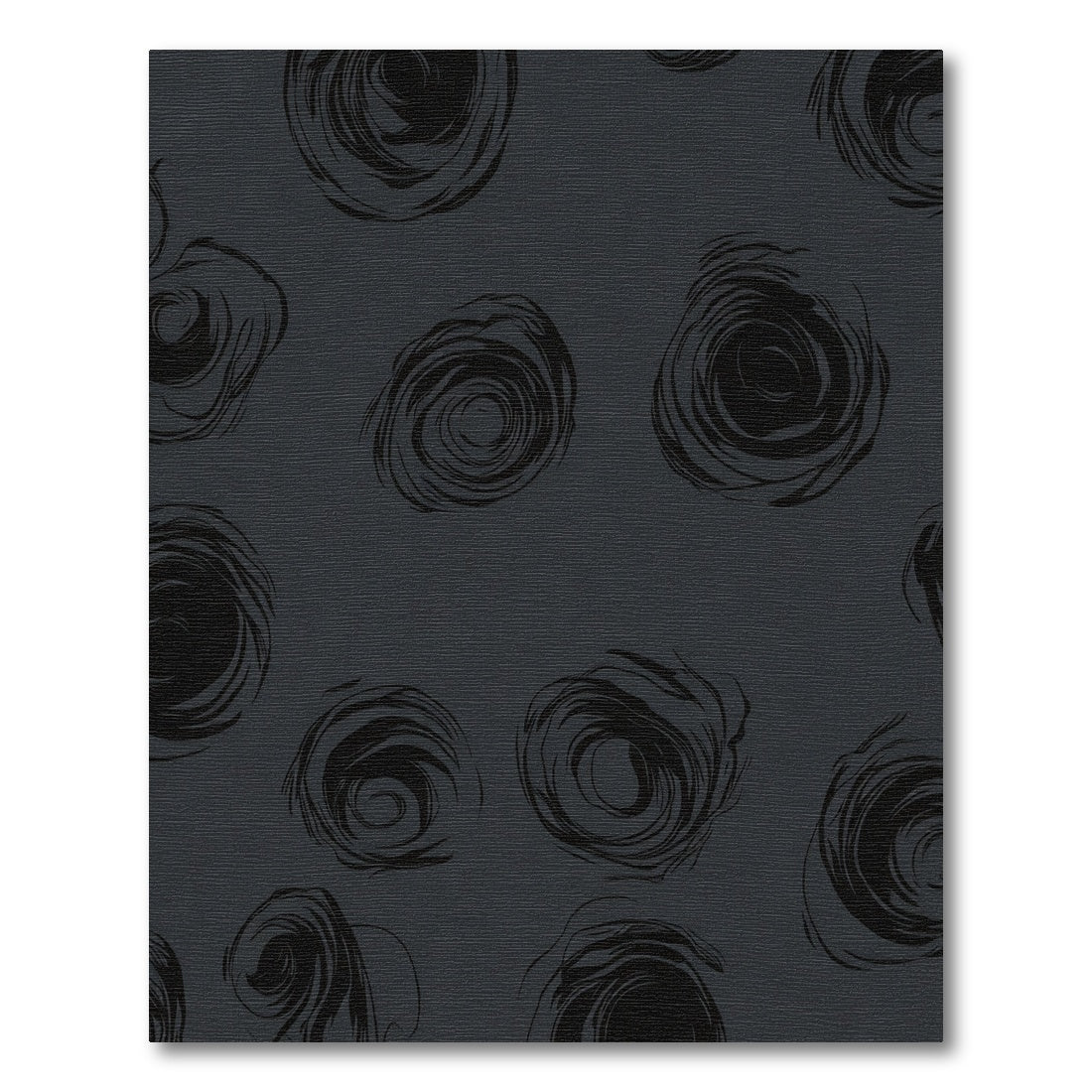 Dark Gray Sketchy Rose Medallions Rug