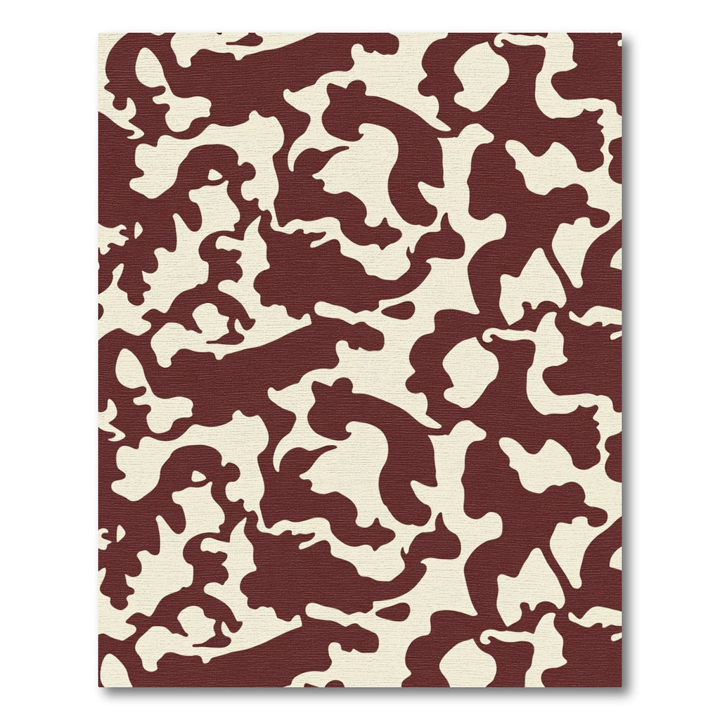 Maroon Cream Abstract Organic Shapes Rug