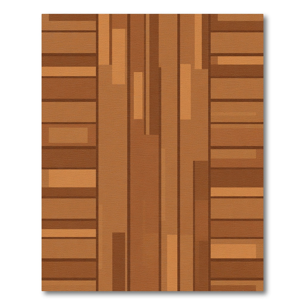 Warm Wood Plank Composition Rug