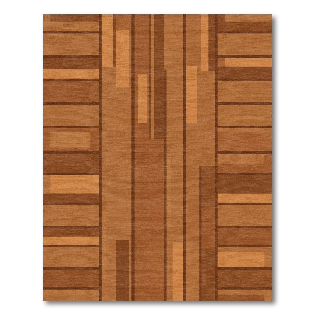 Warm Wood Plank Composition Rug