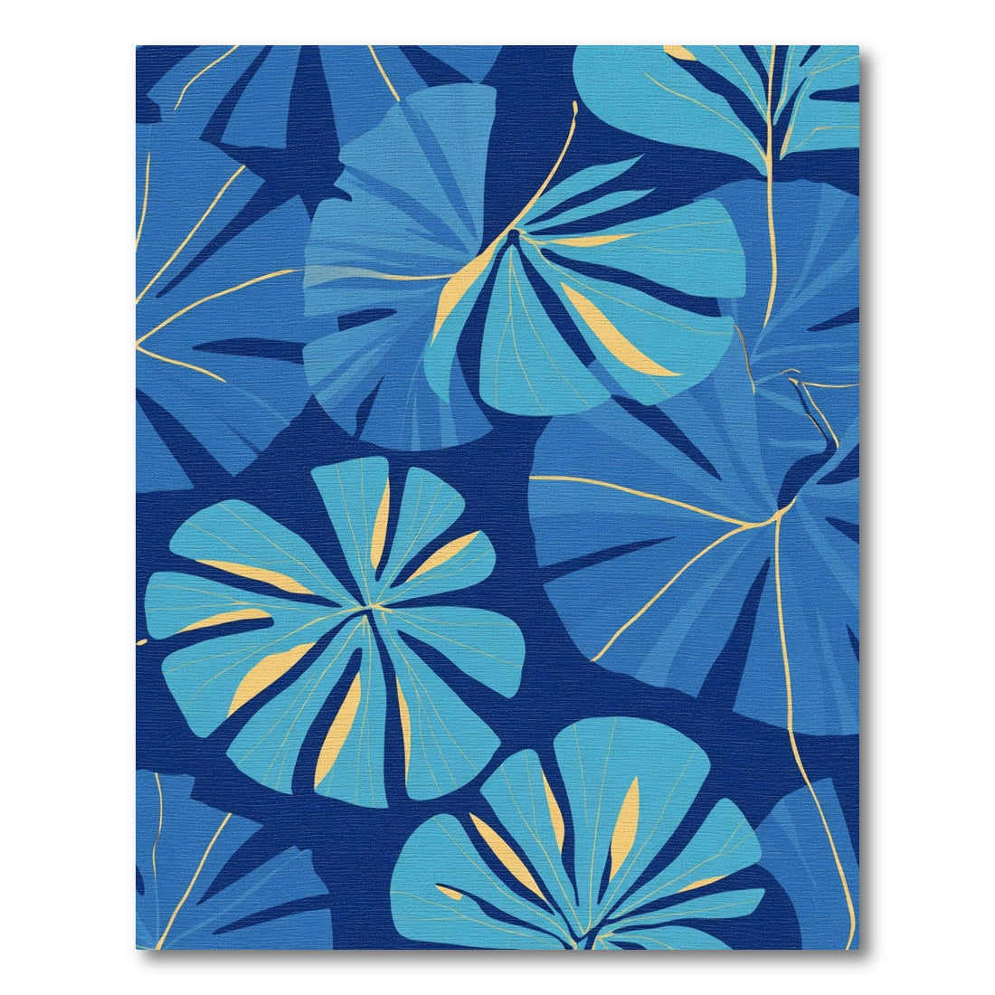 Deep Blue Tropical Leaf Art Rug