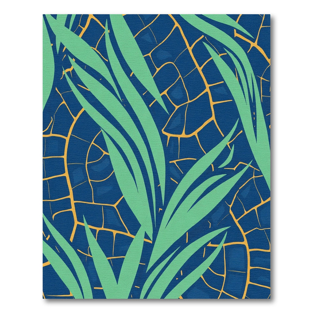 Deep Blue Tropical Leaf Abstract Rug